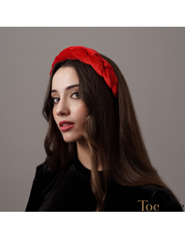 Diadema roja de mujer para fiesta - Tocados para bodas de noche - 3