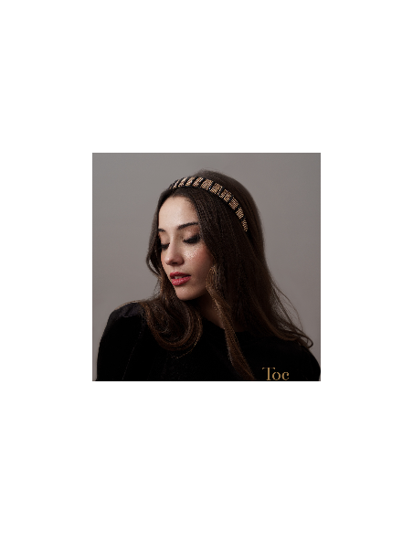 Diadema de fiesta con piedras doradas y negras - Tocados para bodas de noche - 8 Diadema de fiesta con piedras doradas y negras - Tocados para bodas de noche - 8