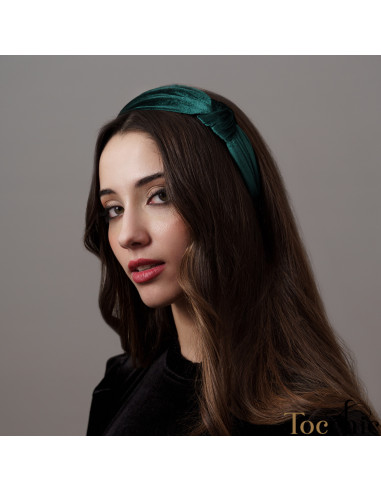 Diadema de boda verde con nudo - Sombreros y Tocados para bodas de mañana - 3