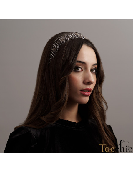 Diadema de plumas blanca y negra - Tocados para bodas de noche - 2 Diadema de plumas blanca y negra - Tocados para bodas de noche - 2