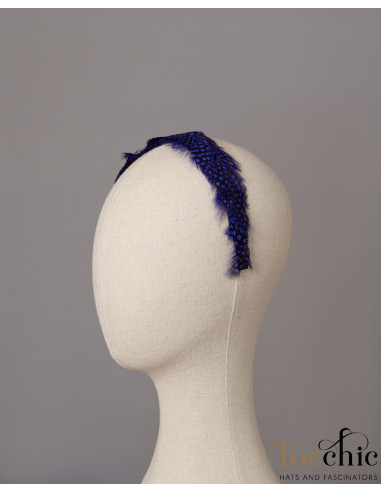Diadema azul añil de plumas - Tocados para bodas de noche - 4