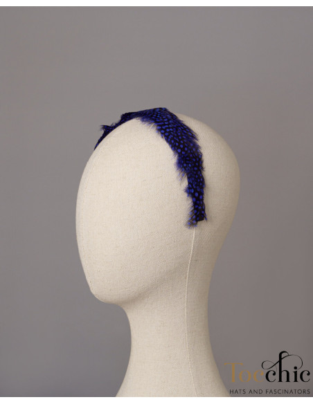 Royal blue headband with feathers - Cocktail hats for women - 4 Royal blue headband with feathers - Cocktail hats for women - 4