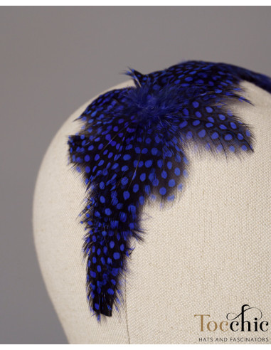 Royal blue headband with feathers - Cocktail hats for women - 5