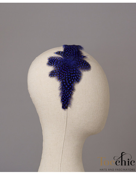 Royal blue headband with feathers - Cocktail hats for women - 8 Royal blue headband with feathers - Cocktail hats for women - 8