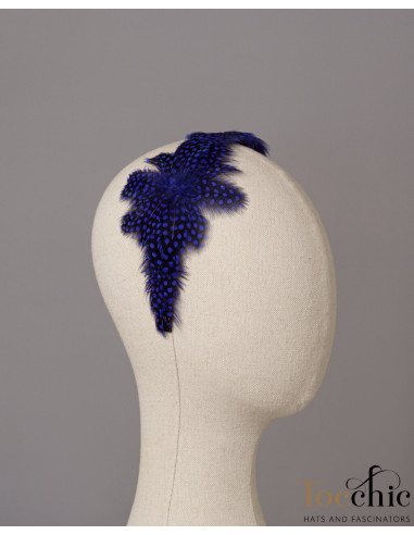 Royal blue headband with feathers - Cocktail hats for women - 6