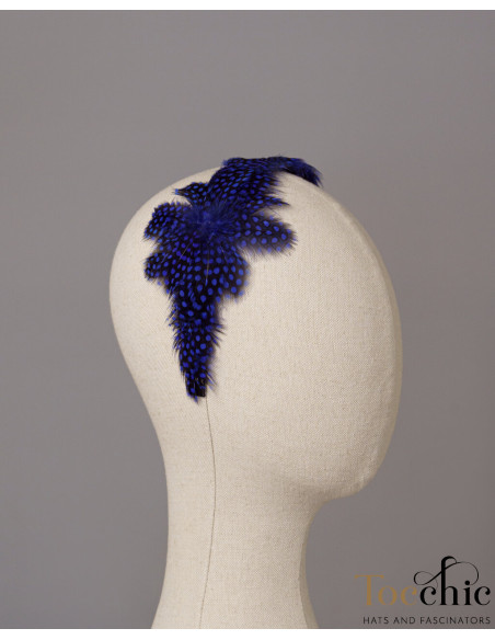 Diadema azul añil de plumas - Tocados para bodas de noche - 6