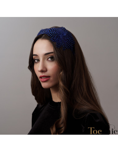 Royal blue headband with feathers - Cocktail hats for women - 2