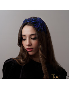 Diadema azul añil de plumas - Tocados para bodas de noche - 1