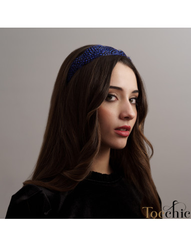 Royal blue headband with feathers - Cocktail hats for women - 3