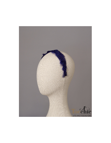 Royal blue headband with feathers - Cocktail hats for women - 7