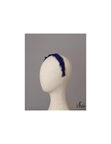 Diadema azul añil de plumas - Tocados para bodas de noche - 7