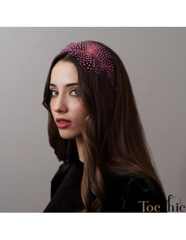 Light pink headband with polka dots - Cocktail hats for women - 3