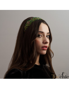 Diadema verde de plumas - Tocados para bodas de noche - 1 2