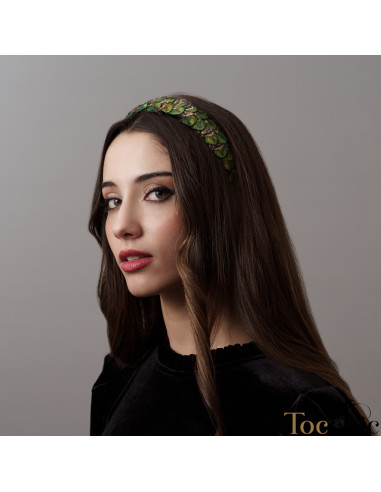 Peacock headband green - Cocktail hats for women - 3