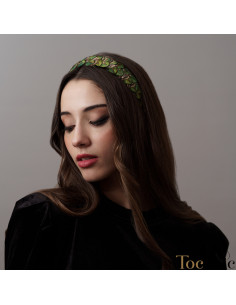 Diadema verde de plumas - Tocados para bodas de noche - 1