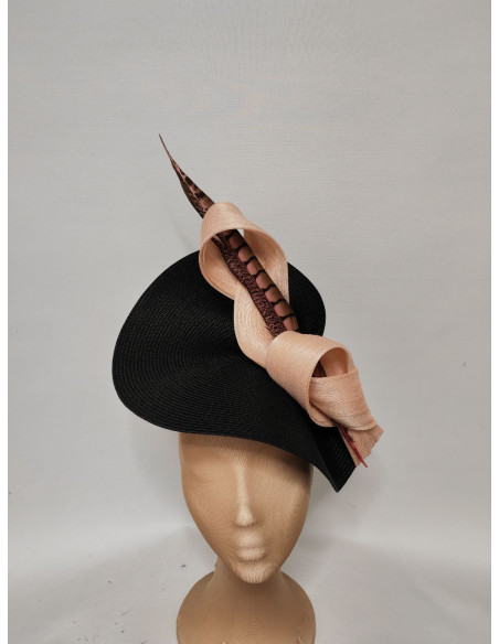 Customized black and pink fascinator hat - Wedding hats for women - 1