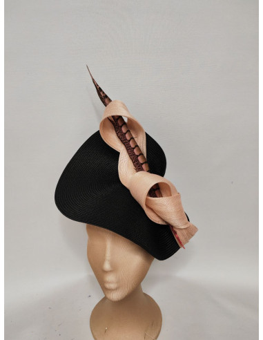 Customized black and pink fascinator hat - Wedding hats for women - 2