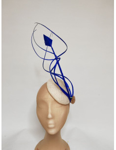 Customized Royal Blue and cream wedding hat women - Bridal Hats & Fascinators - 2
