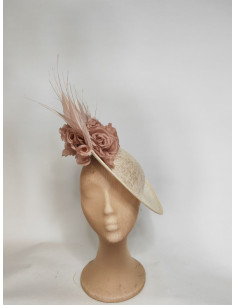 Dos tocados customizados en gris y rosa - Tocados para bodas de noche - 1