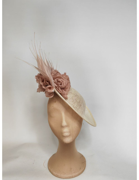 Dos tocados customizados en gris y rosa - Tocados para bodas de noche - 1