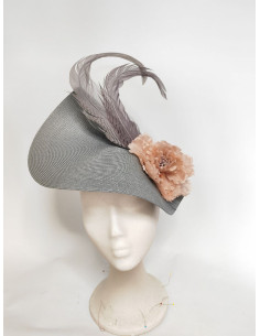 Customized two pink blush hat and grey hat - Cocktail hats for women - 1 2