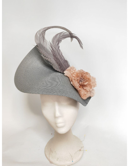 Customized two pink blush hat and grey hat - Cocktail hats for women - 2 Customized two pink blush hat and grey hat - Cocktail hats for women - 2