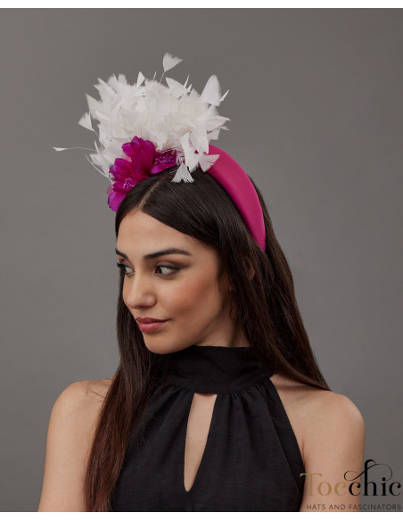 Pink and white woman cocktail hat small - Cocktail hats for women - 2 Pink and white woman cocktail hat small - Cocktail hats for women - 2