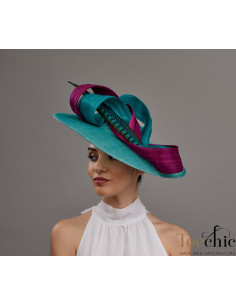 Turquoise Royal Ascot hat woman - Wedding hats for women - 1