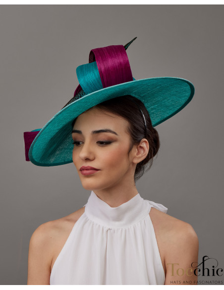 Elegante sombrero de boda turquesa madre de novio - Pamelas y Tocados para madrinas - 2