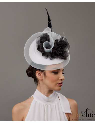 Woman Oaks feathers hat white and black - Wedding hats for women - 3