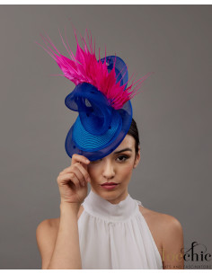 Women Kentucky derby hat royal blue and fuchsia - Wedding hats for women - 1