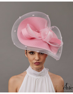 Tocado de boda rosa claro con velo - Pamelas y Tocados para madrinas - 2 2