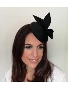 Black small winter fascinator of felt - Wedding hats for women - 1