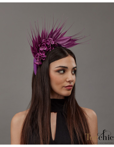 Ladies Tea Party hat purple with feathers - Cocktail hats for women - 4