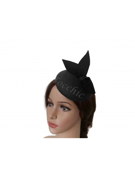 Black small winter fascinator of felt - Wedding hats for women - 4 Black small winter fascinator of felt - Wedding hats for women - 4