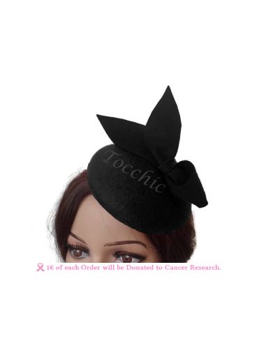 Tocado sencillo fieltro negro invitada de boda - Pamelas y Tocados para madrinas - 5