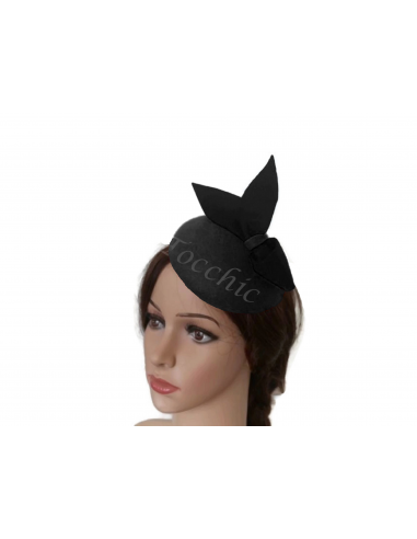 Black small winter fascinator of felt - Wedding hats for women - 6