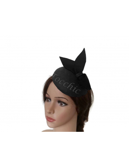 Tocado sencillo fieltro negro invitada de boda - Pamelas y Tocados para madrinas - 6