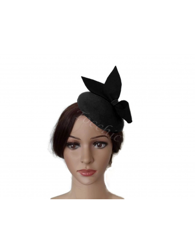 Tocado sencillo fieltro negro invitada de boda - Pamelas y Tocados para madrinas - 7