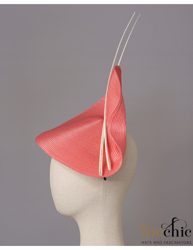 Tocado para madrina coral y blanco - Pamelas y Tocados para madrinas - 7