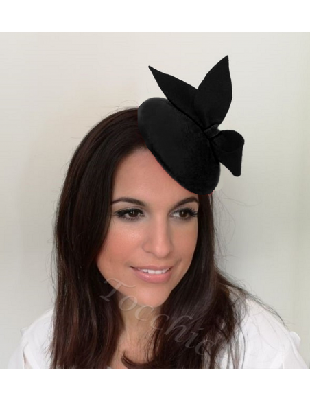 Black small winter fascinator of felt - Wedding hats for women - 8 Black small winter fascinator of felt - Wedding hats for women - 8