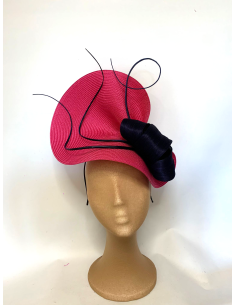 Customized woman hat in pink and navy blue - Wedding hats for women - 1