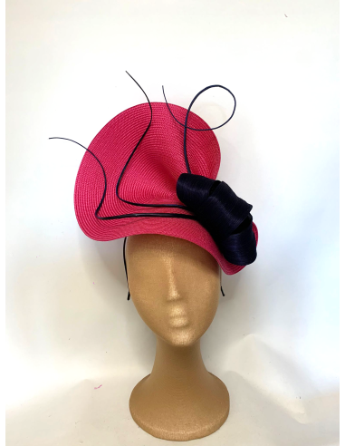 Customized woman hat in pink and navy blue - Wedding hats for women - 1