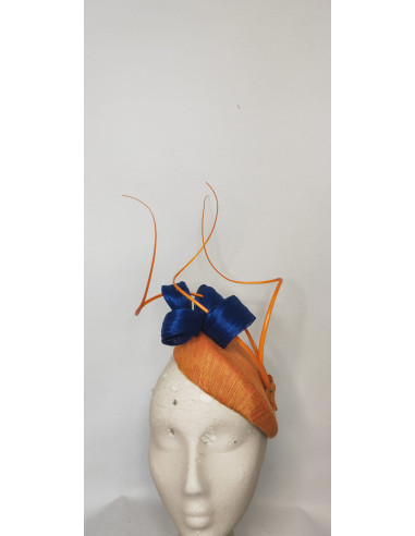 Tocado de boda personalizados naranja y azul - Tocados de novia - 1