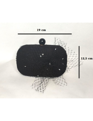 Original clutch invitada de boda negro con velo - Bolsos de fiesta - 6