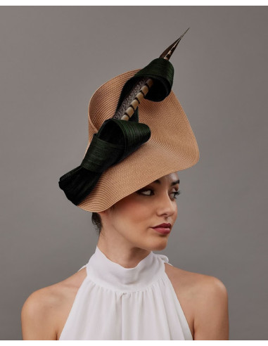 Large Kentucky derby hat women beige - Wedding hats for women - 1