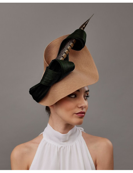 Large Kentucky derby hat women beige - Wedding hats for women - 1