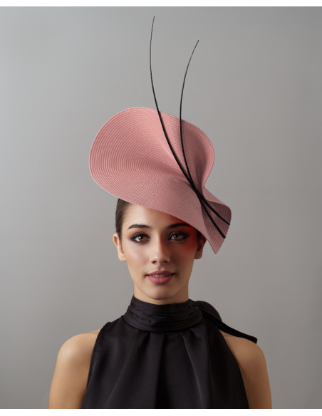 Pink nude wedding hat - Woman hats for the Horse races - 3