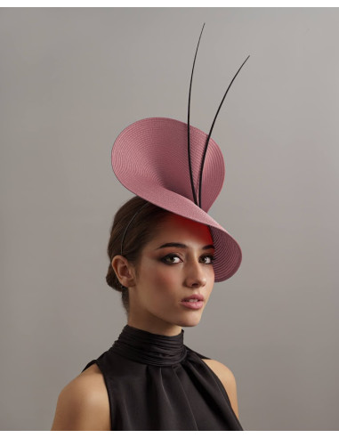Tocado rosa nude y negro - Sombreros y Tocados para bodas de mañana - 4