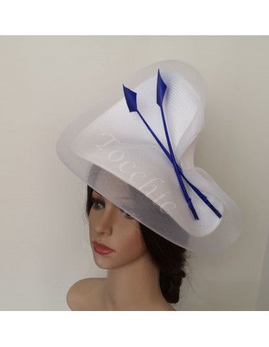 Royal Blue and white Tea Party hat women - Bridal Hats & Fascinators - 4